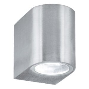 Searchlight Eiffel Outdoor Wall Light Satin Silver Clear & Frosted