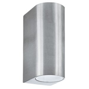 Searchlight Eiffel Outdoor 2Lt Wall Light Satin Silver Clear & Frosted