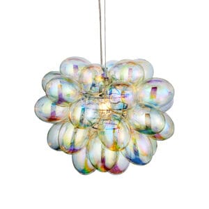 Endon Infinity 1lt Pendant Chrome & iridescent glass Dimmable