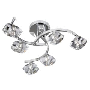 Searchlight Sculptured Ice II 6Lt Flush Chrome & Glass