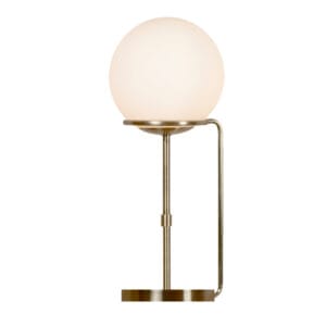 Searchlight Sphere Table Lamp Antique Brass Metal & Opal Glass