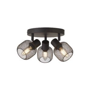 Searchlight Meshy 3Lt Cage Round Spotlight Black Metal