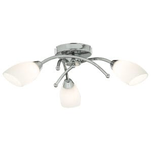 Searchlight Opera 3Lt Flush Chrome Metal & Opal Glass