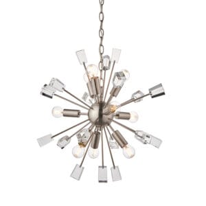 Endon Miro 9lt Pendant Nickel & clear crystal Dimmable