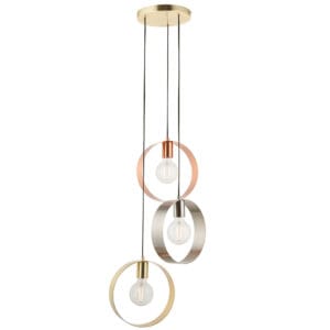 Endon Hoop 3lt Pendant Brass & brushed Nickel Dimmable
