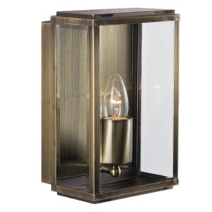 Searchlight Box Outdoor Wall Light Antique Brass Metal & Glass