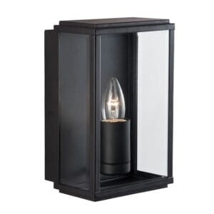 Searchlight Box Outdoor Wall Light Black Metal & Glass