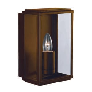 Searchlight Box Outdoor Wall Light Rustic Brown & Glass