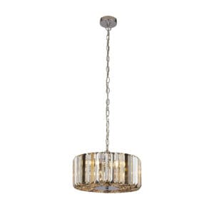 Searchlight Chapeau 3Lt Pendant/SemiFlush Chrome & Mixed Glass