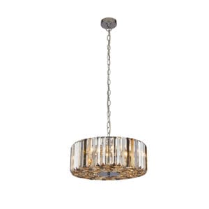 Searchlight Chapeau 4Lt Pendant/SemiFlush Amber Smoke & Crystal
