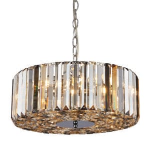 Searchlight Chapeau 5Lt Pendant/SemiFlush Chrome & Mixed Glass