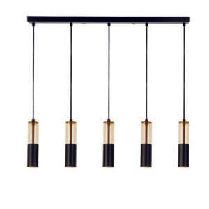 Searchlight Merrygold 5Lt Bar Pendant Black Metal & Amber Acrylic