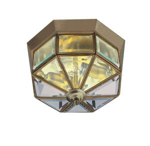 Searchlight Pisa III Flush Antique Brass Metal & Clear Bevelled Glass