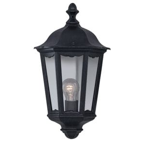Searchlight Alex Outdoor Wall Light Black Metal & Glass