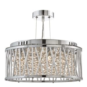 Searchlight Elise 3Lt Pendant to SemiFlush Chrome Metal & Crystal