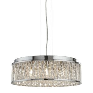 Searchlight Elise 7Lt Pendant to SemiFlush Chrome Metal & Crystal