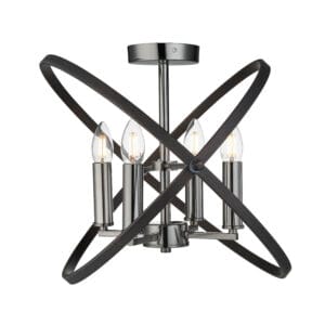 Searchlight Hoopla 4Lt SemiFlush Pewter Metal