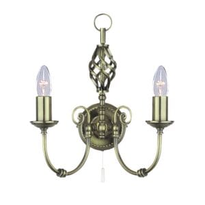 Searchlight Zanzibar 2Lt Wall Light Antique Brass Metal