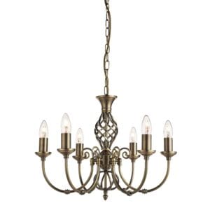 Searchlight Zanzibar 6Lt Pendant Antique Brass Metal