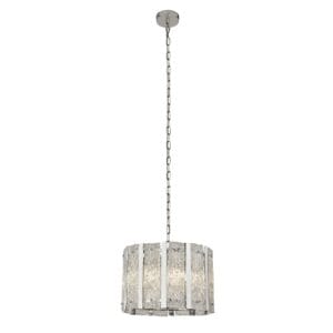Searchlight Alexandra 5Lt Pendant Satin Silver & Aquatex Glass
