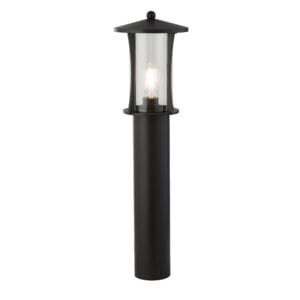 Searchlight Pagoda Outdoor Post Black Metal & Clear Glass