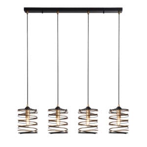 Searchlight Spring 4Lt Bar Pendant Black Metal & Gold