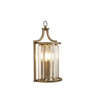 Searchlight Victoria Wall Light Antique Brass Metal & Clear Crystal