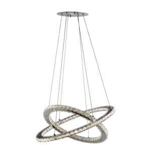 Searchlight Clover 2Lt LED Ring Pendant Chrome & Clear Glass