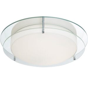 Searchlight Limerick Flush  Chrome Mirror Opal Glass IP44