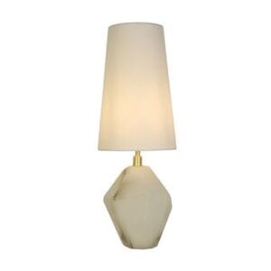 Searchlight Apex 1Lt Table Lamp Satin Brass Metal White Resin White Sh