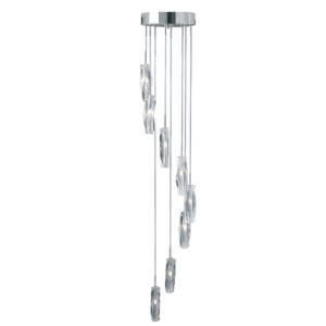 Searchlight Sculptured Ice MultiDrop Pendant Chrome & Glass