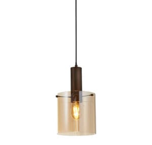 Searchlight Sweden Pendant Mocha Metal & Amber Glass