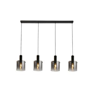 Searchlight Sweden 4Lt Bar Pendant Black Metal & Smoked Ombre Glass