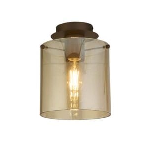 Searchlight Sweden 1Lt Flush Mocha Metal & Amber Glass