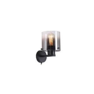 Searchlight Sweden 1Lt Wall Light Matt Black & Smoked Glass