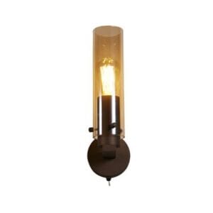 Searchlight Sweden II 1Lt Wall Light Mocha Metal & Amber Glass