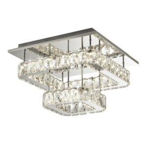 Searchlight Clover 2 Tier LED Flush Polished Chrome & Crystal