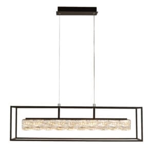 Searchlight Elevator LED Pendant Matt Black Frame & Crystal Centre