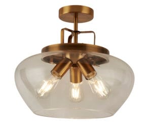 Searchlight Boule 3Lt Semi Flush Bronze & Clear Glass