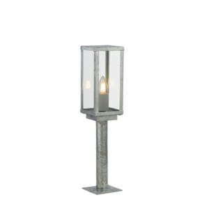 Searchlight Box II Outdoor Post Galvanised Silver Metal & Glass