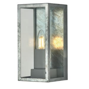 Searchlight Box II Outdoor Wall Light Galvanised Silver Metal & Glass