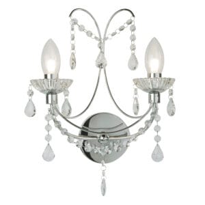 Searchlight Autumn 2LT Bathroom Wall Light Chrome Metal