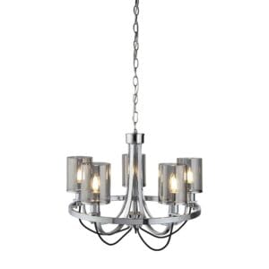Searchlight Catalina 5Lt Pendant Chrome Metal & Smoked Glass