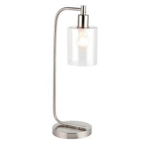 Endon Toledo 1lt Table Brushed Nickel & clear glass Non-dimmable