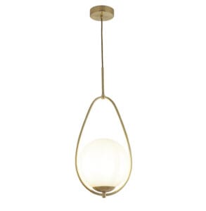 Searchlight Avalon Pendant Gold Metal & Opal Glass