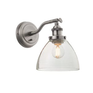 Endon Hansen 1lt Wall Brushed silver & clear glass Dimmable