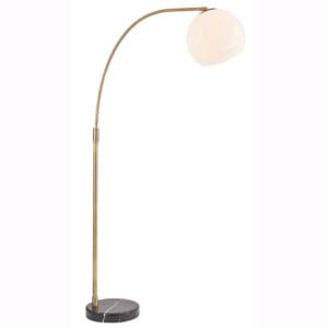 Endon Otto 1lt Floor Matt antique Brass & opal glass Non-dimmable