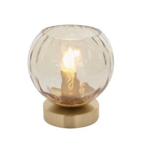 Endon Dimple 1lt Table Brass & champagne lustre glass Non-dimmable