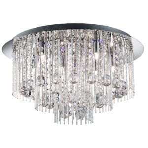 Searchlight Beatrix 8Lt Flush Chrome Metal & Crystal