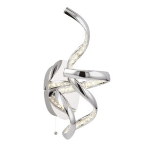 Searchlight Twirls Wall Light Chrome Metal & Glass